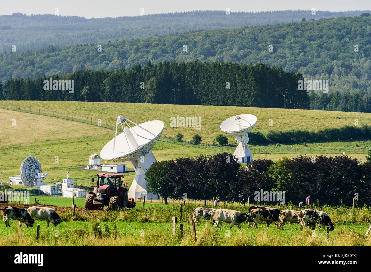 The antennas of the European Space agency in the countryside around the
