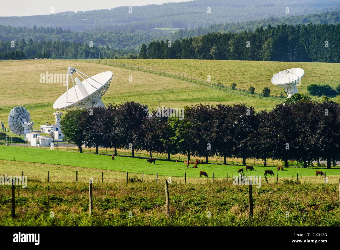 The antennas of the European Space agency in the countryside around the