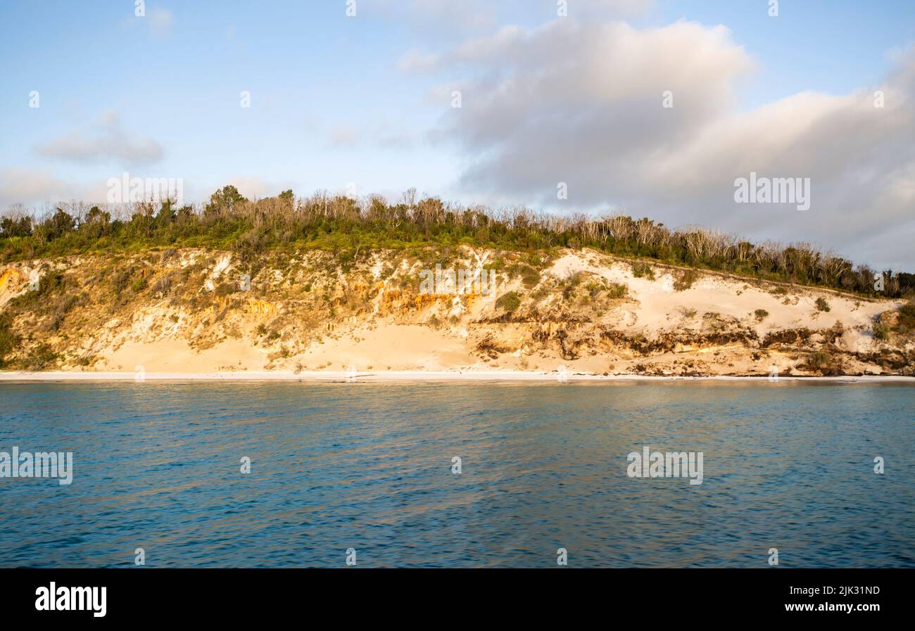 View of the west coast of the Fraser Island, known by the Aboriginal name of K’gari, a 122 km long sand island off the east coast of Australia Stock Photo