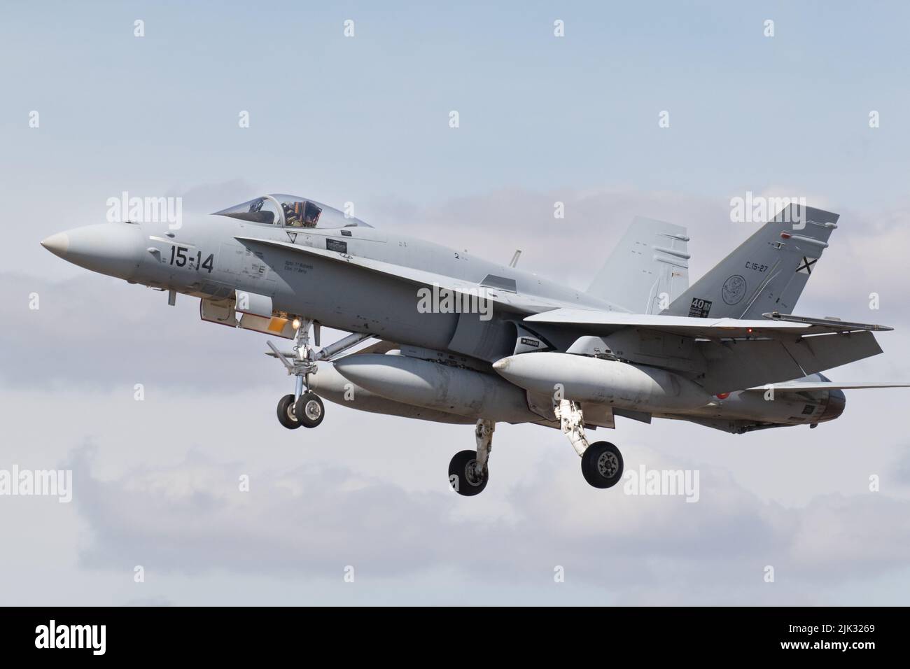 Spanish Air Force F-18 Hornet landing at RIAT 2022. Stock Photo