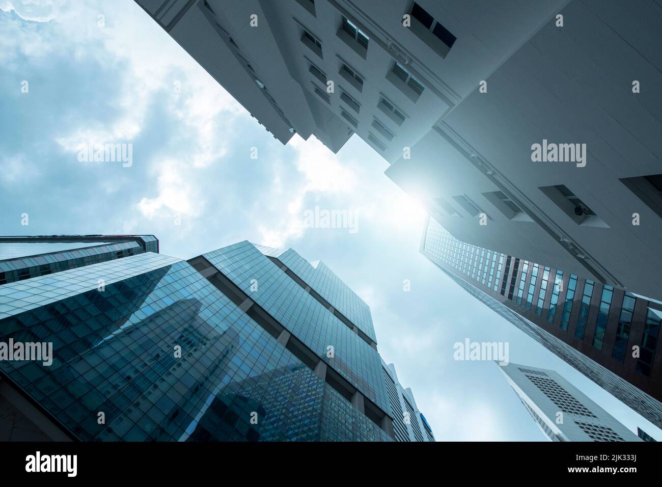 View of modern business skyscrapers glass and sky view landscape of commercial building in central city Stock Photo