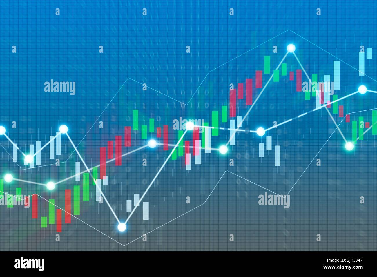 Double exposure financial market stock chart with chess board game competition, success and leadership business concept Stock Photo