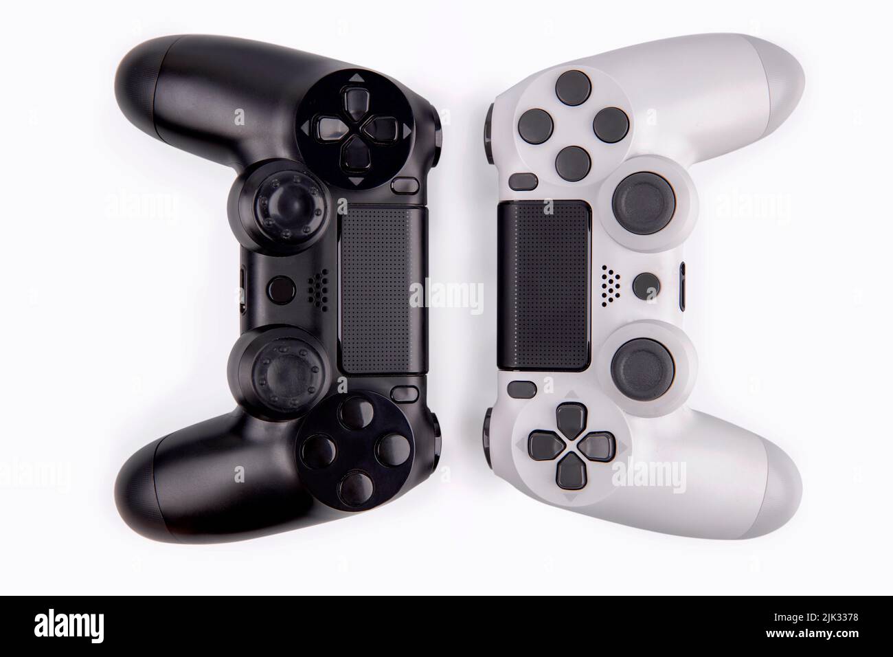 Joystick gaming controller isolated on white background , Video game console developed Interactive Entertainment Stock Photo
