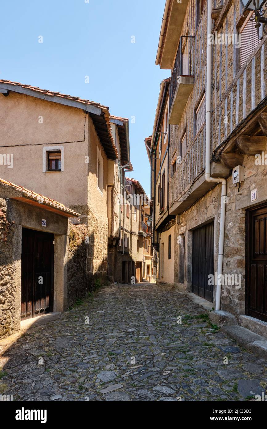 Narrow cobbled streets of, La Alberca, a small town in Spain. It was