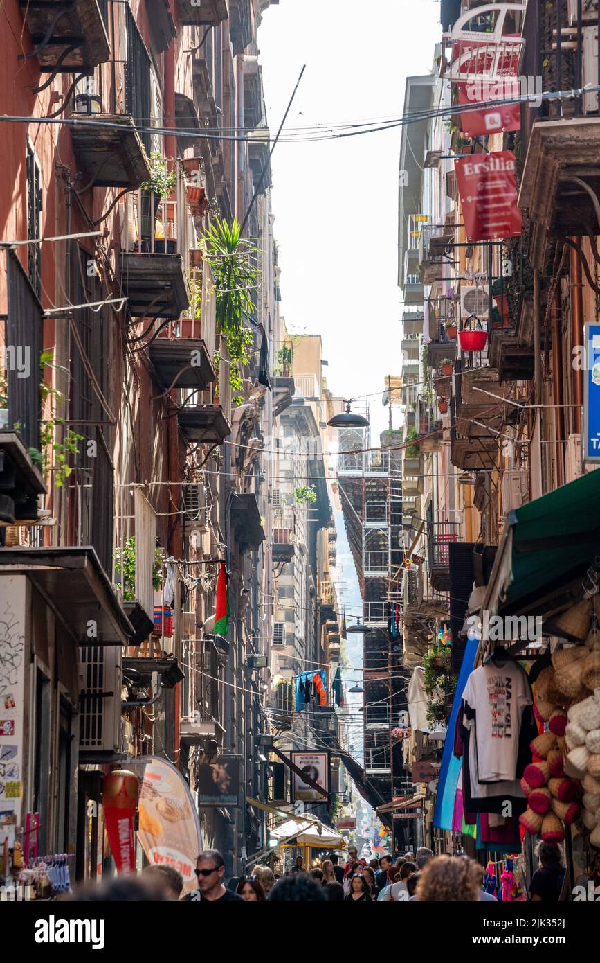 Typical narrow street in Naples' historic spanish quarter, Southern
