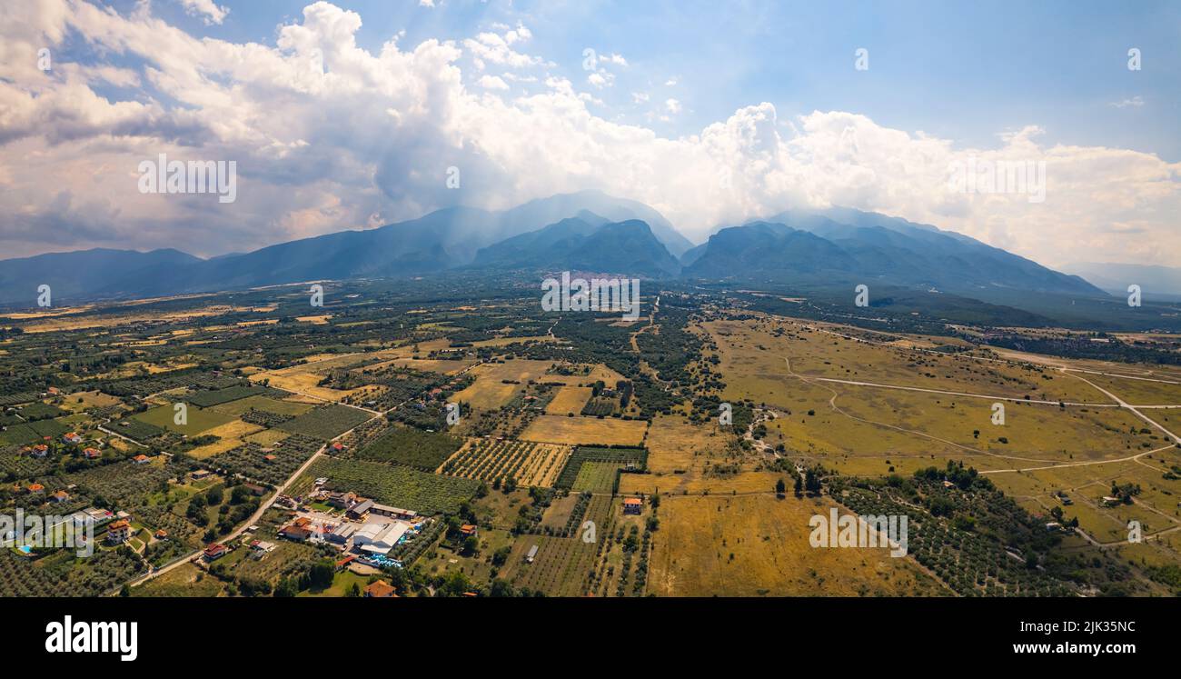 beautiful aerial view of Olympus from Leptokaria, Greece. High quality photo Stock Photo