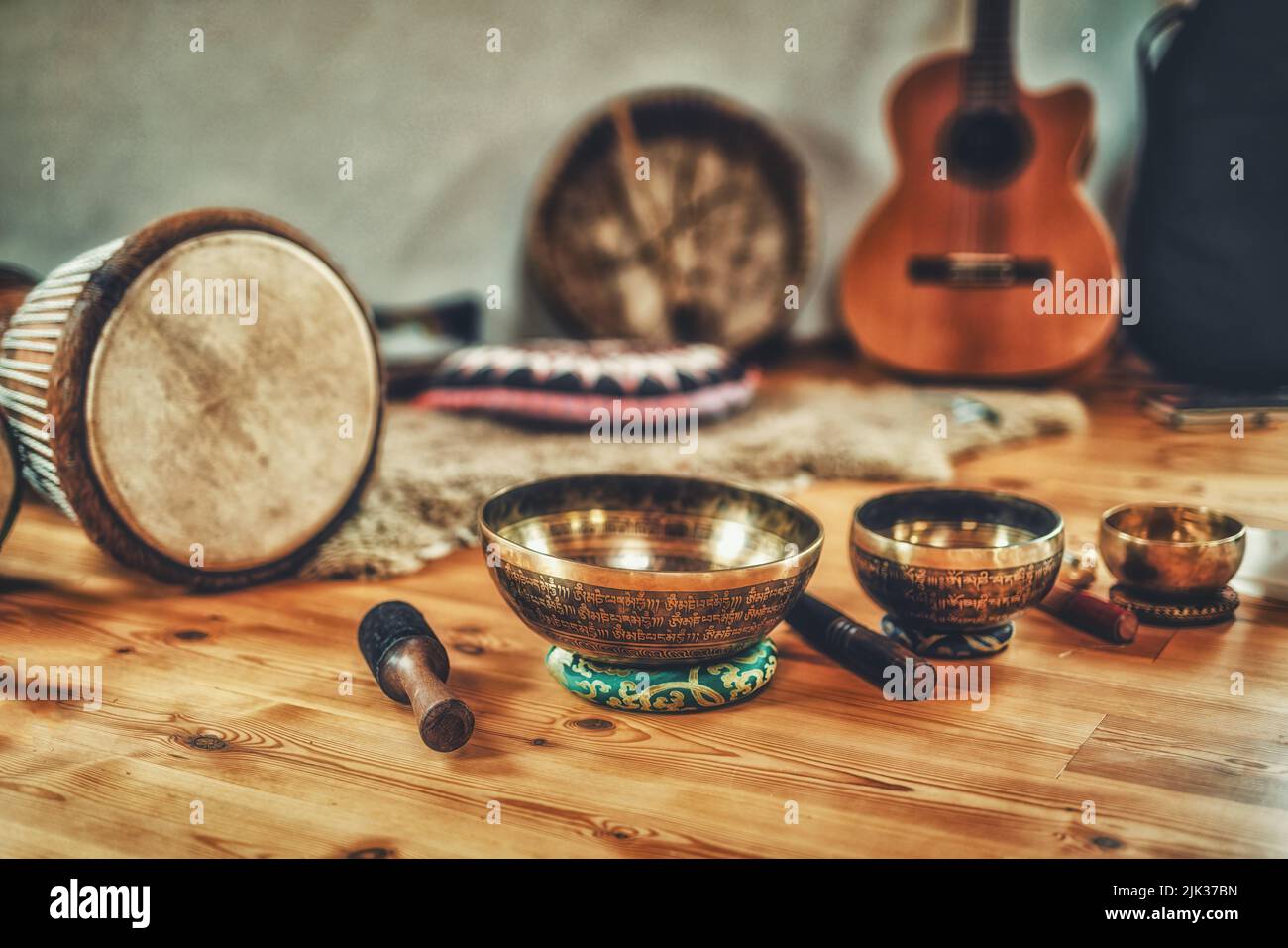 Tibetan gold bowls hi-res stock photography and images - Alamy