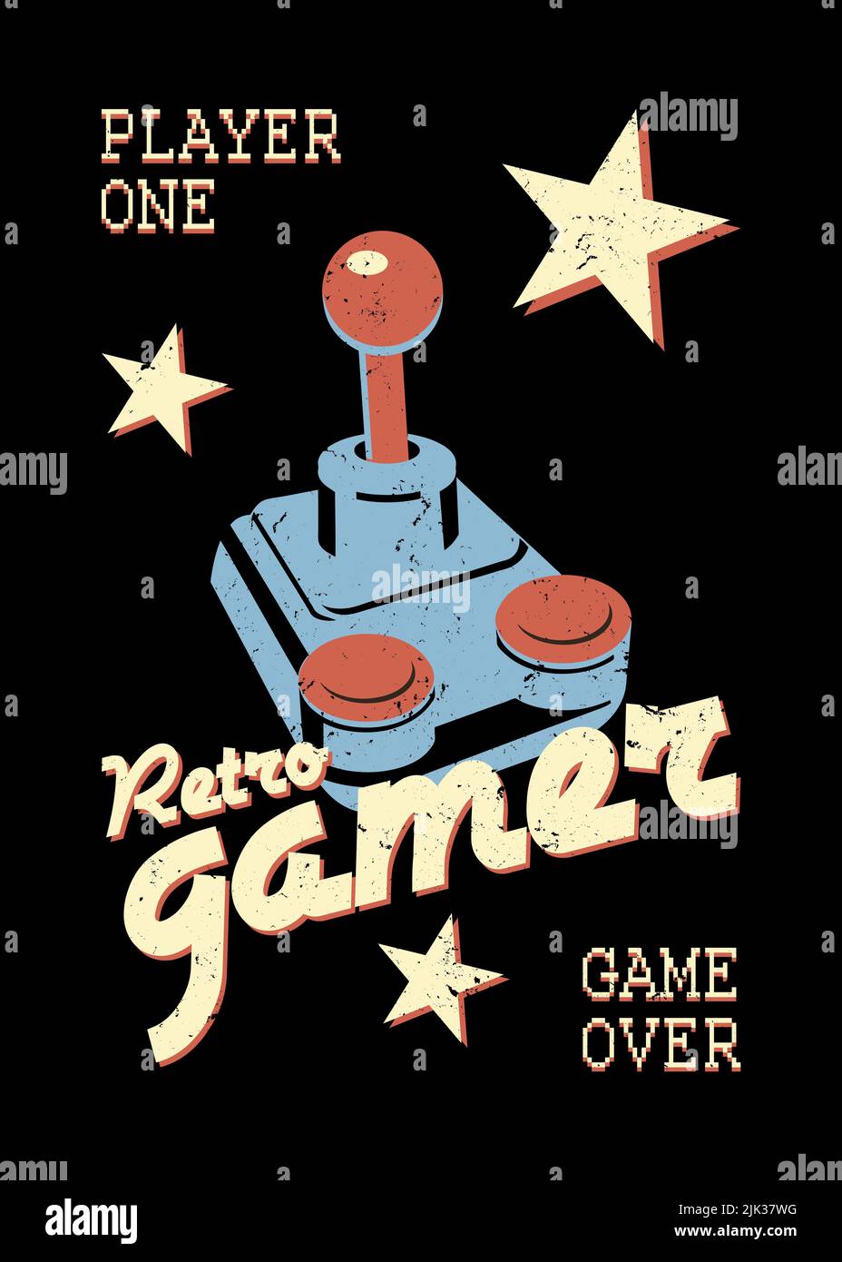 Retro Gamer - Distressed Gaming Graphic Stock Photo