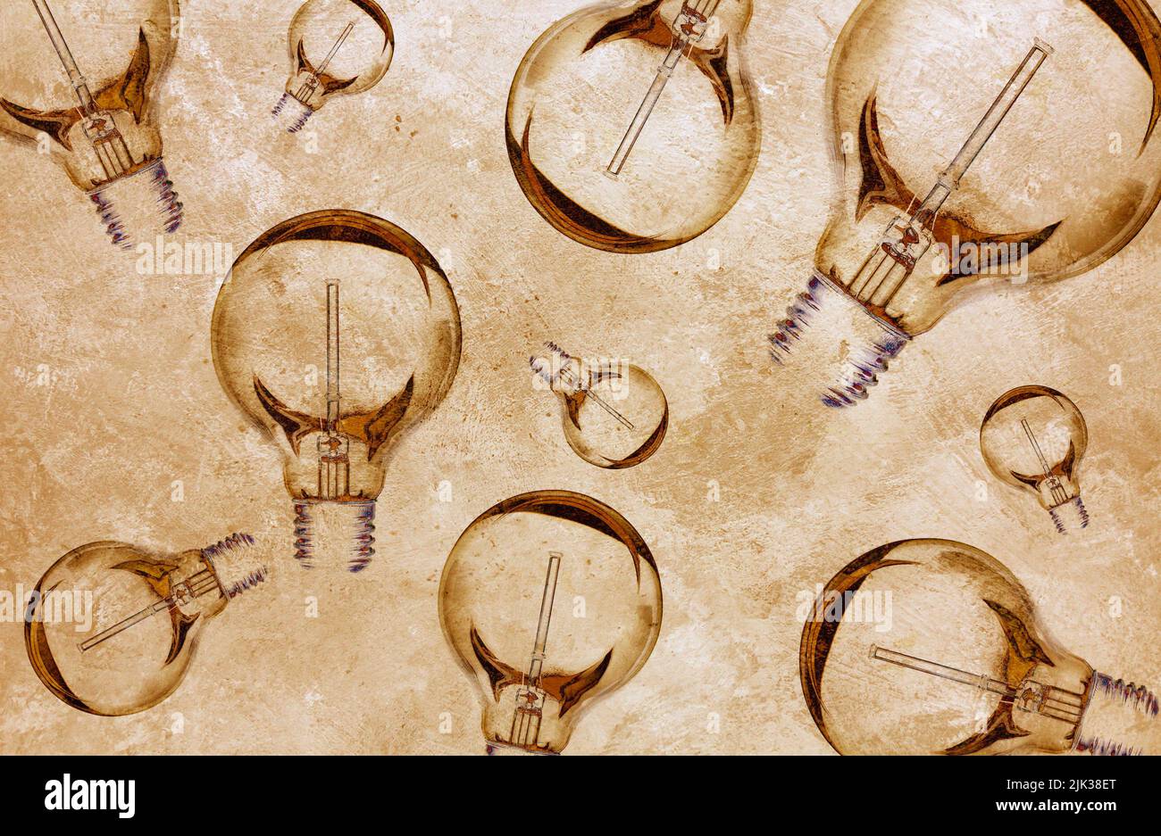 Lightbulbs in a brow color grid - stock photo Stock Photo