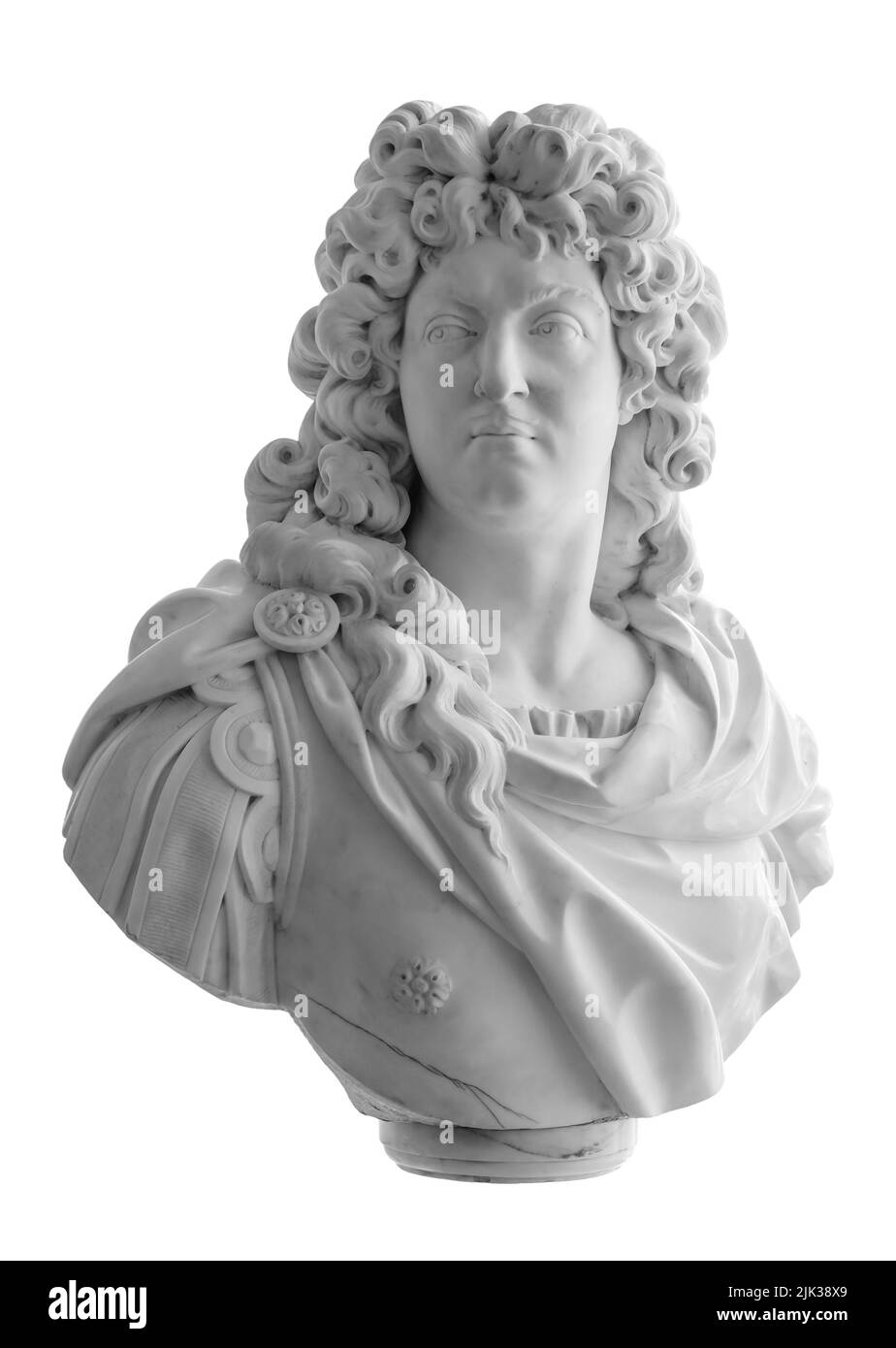 Bust of King of France Louis XIV isolated on white with clipping path Stock Photo