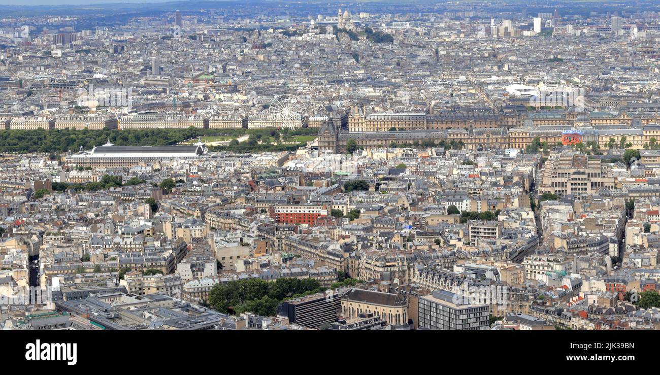 Areal view of Paris, capital of France Stock Photo