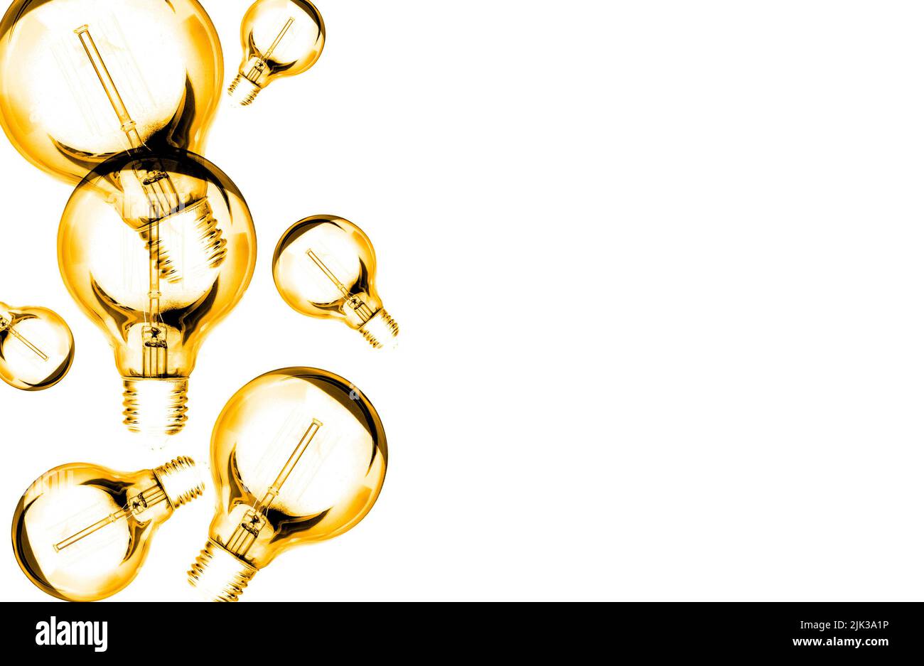 Golden light bulbs concept - stock photo Stock Photo