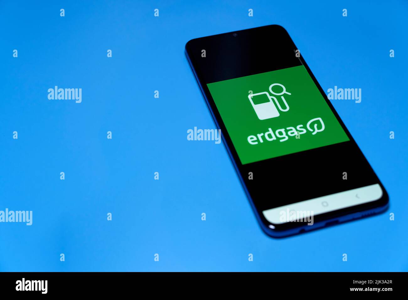 Stuttgart, Germany April 10, 2022 Smartphone with fuel app