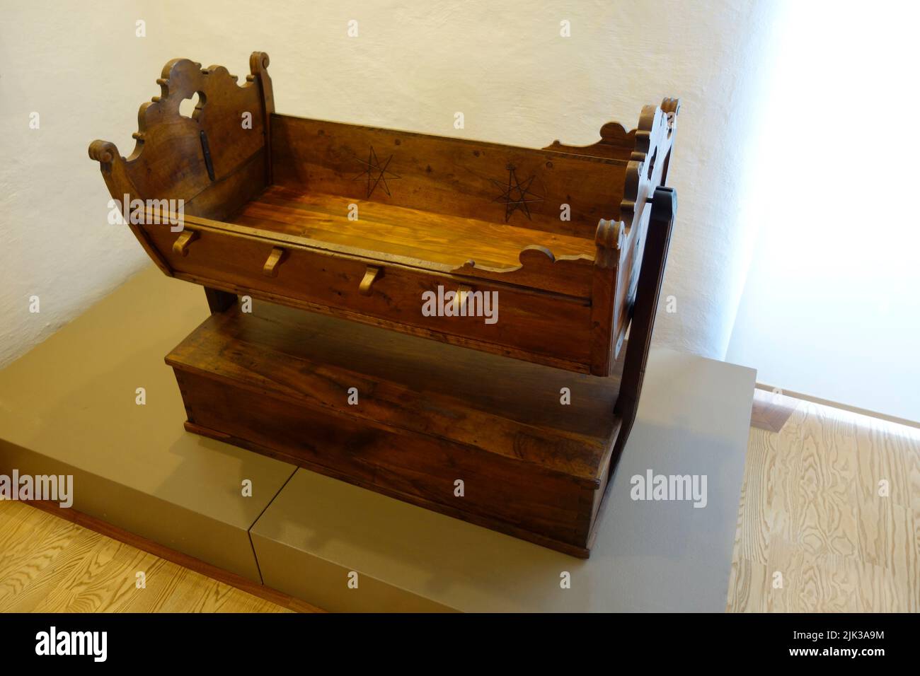 Old Rustic Wooden baby Credle Stock Photo