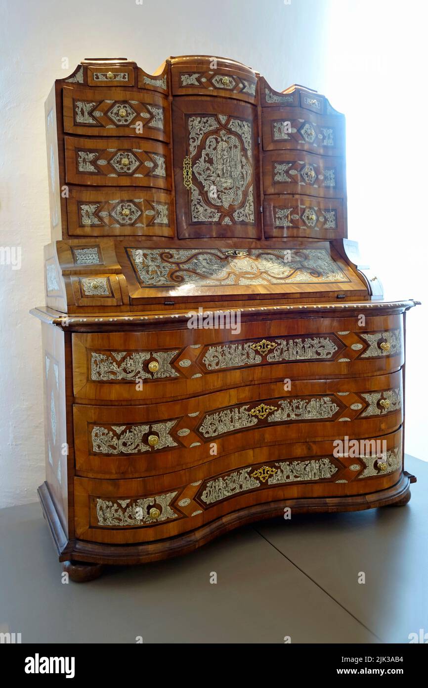 Baroque Tabernacle Cupboard (Walnut and maple veneer. Late 18th century) Stock Photo