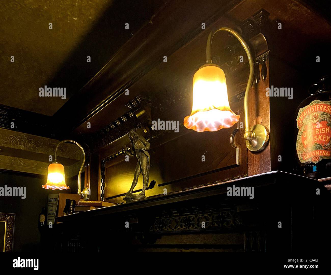 hunting pub decorated in the old English style. antique furniture made