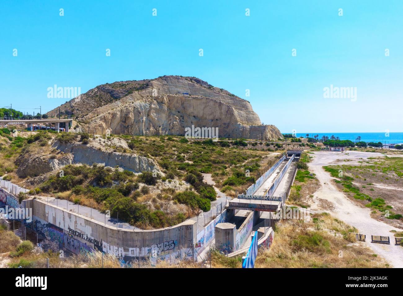 Alicante, Spain - July 10, 2022: Aerial view of the quarry in the suburbs of the city. Stock Photo