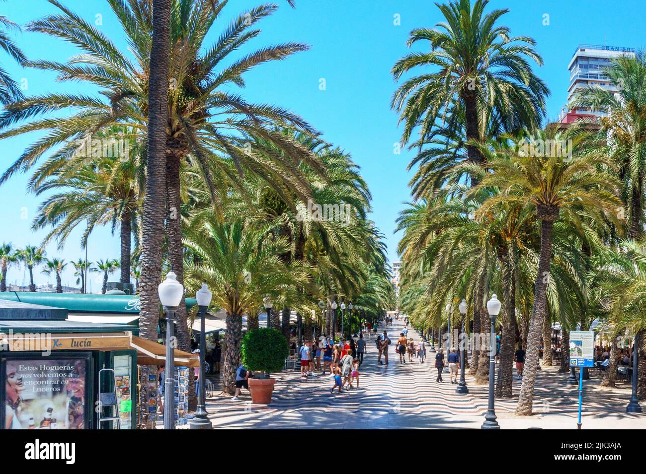Alicante, Spain - July 10, 2022: People walking in La Esplanada which is a famous place and tourist attraction Stock Photo