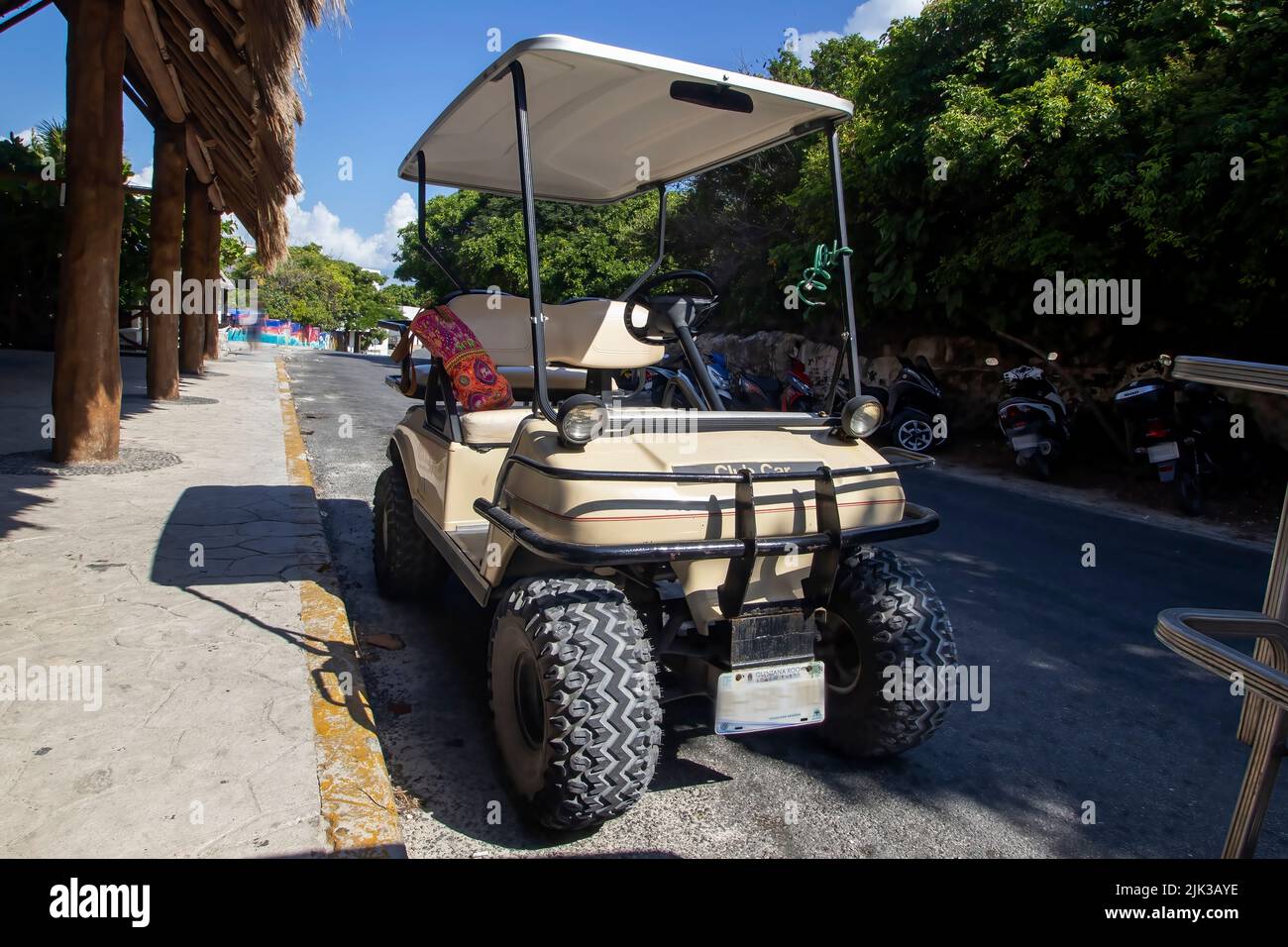 Golf carts are a common sight on the roads of Isla Mujeres near Cancun