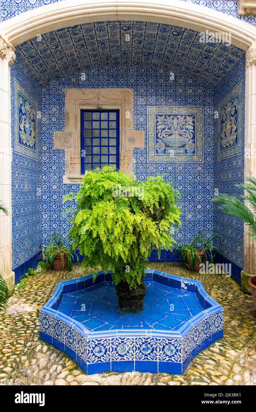 Water font at the main entrance of the Marisel Palace, Sitges, Spain Stock Photo