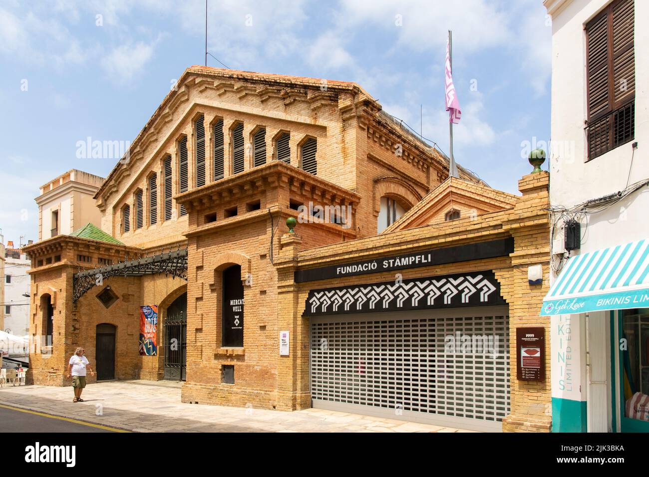 The frontis of the Sitges old market. This place is now actively used as a art and cultural hall for the city Stock Photo