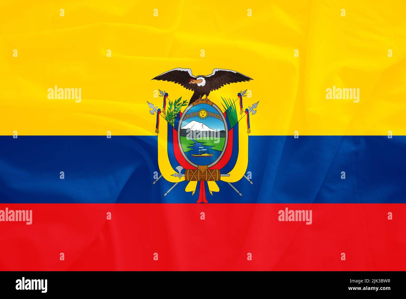 Ecuador flag with 3d effect Stock Photo