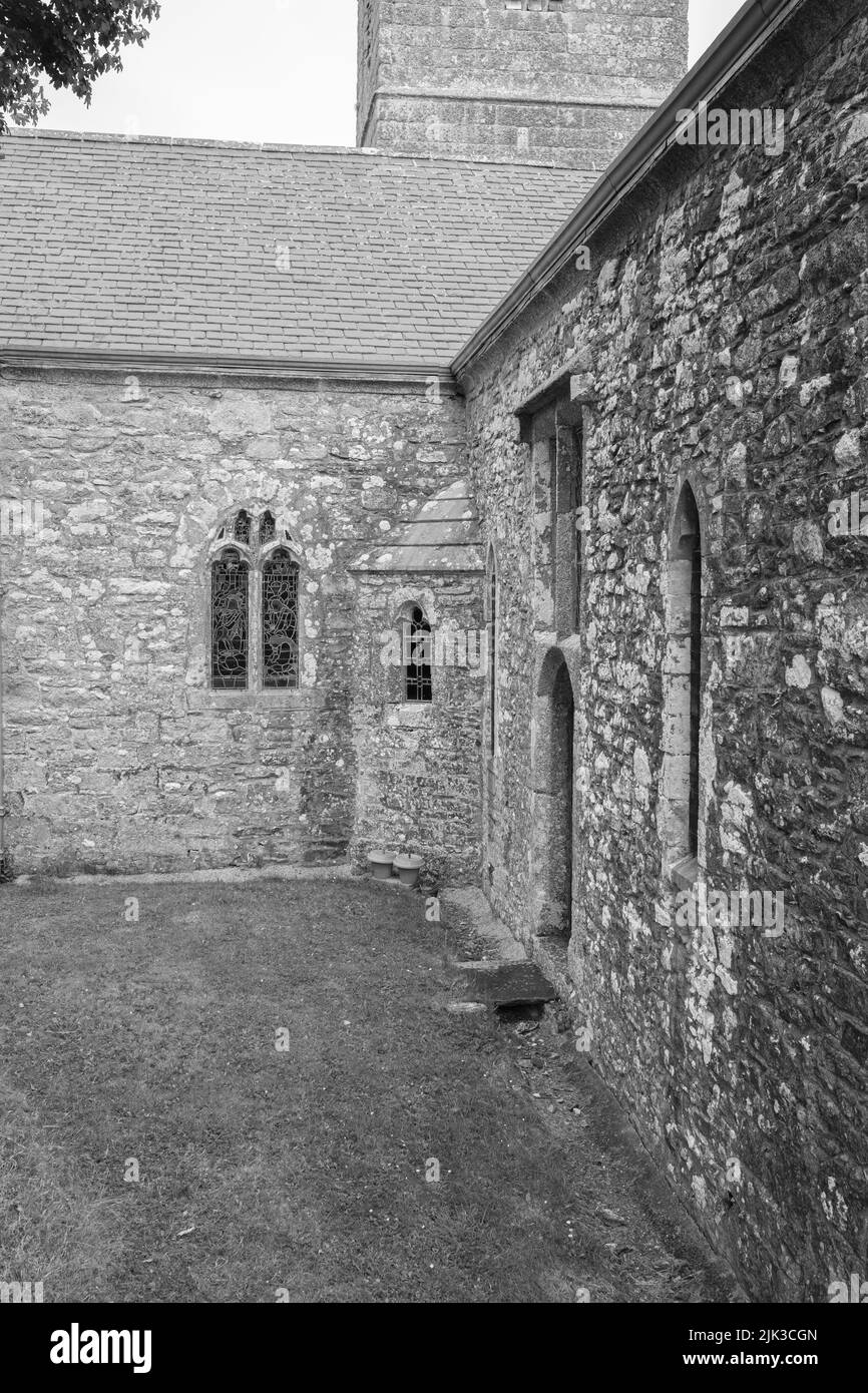 Exterior of St Mawgan-in-Meneage Church, The Lizard, Cornwall Stock Photo