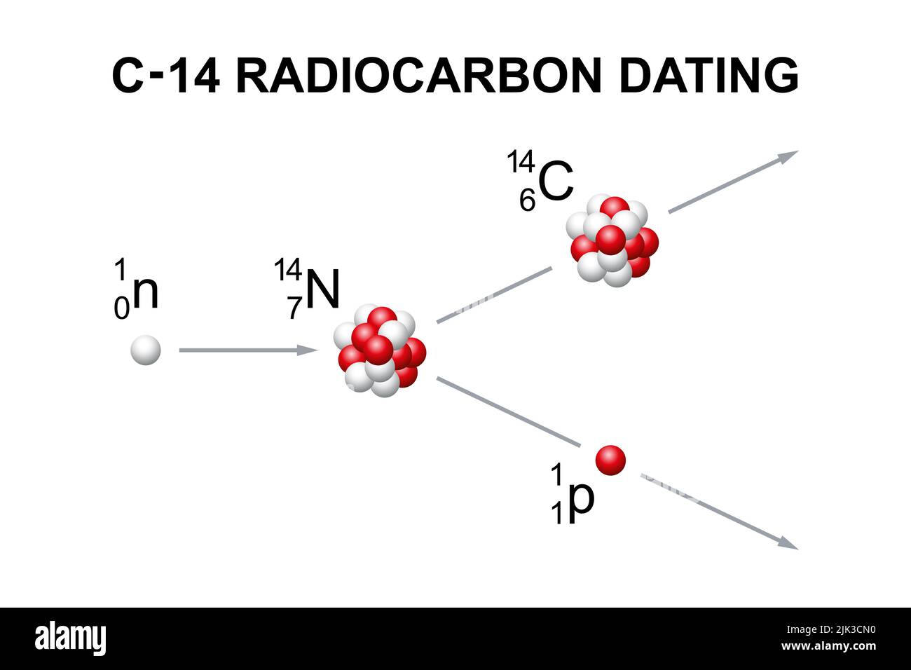 Radiocarbon dating, known as carbon or C-14 dating. A method of determining the age of an object containing organic material. Stock Photo