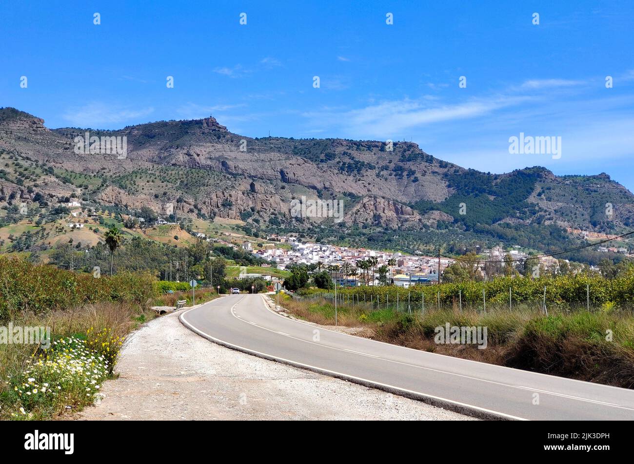 Rural village in the mountains of Malaga in springtime Stock Photo