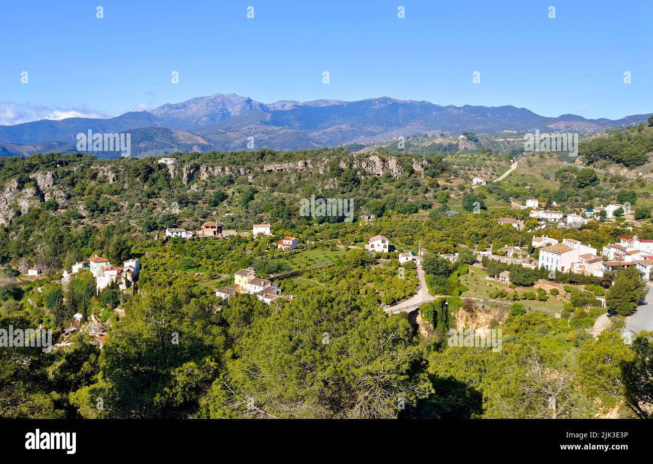 Rural village in the mountains of Malaga in springtime Stock Photo