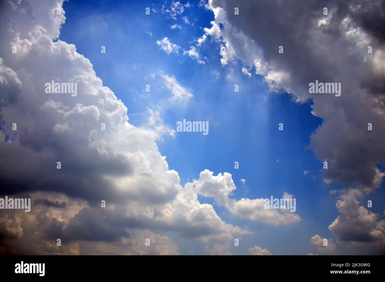 Aerial view landscape cloudscape of blue sky and beautiful clouds with ...