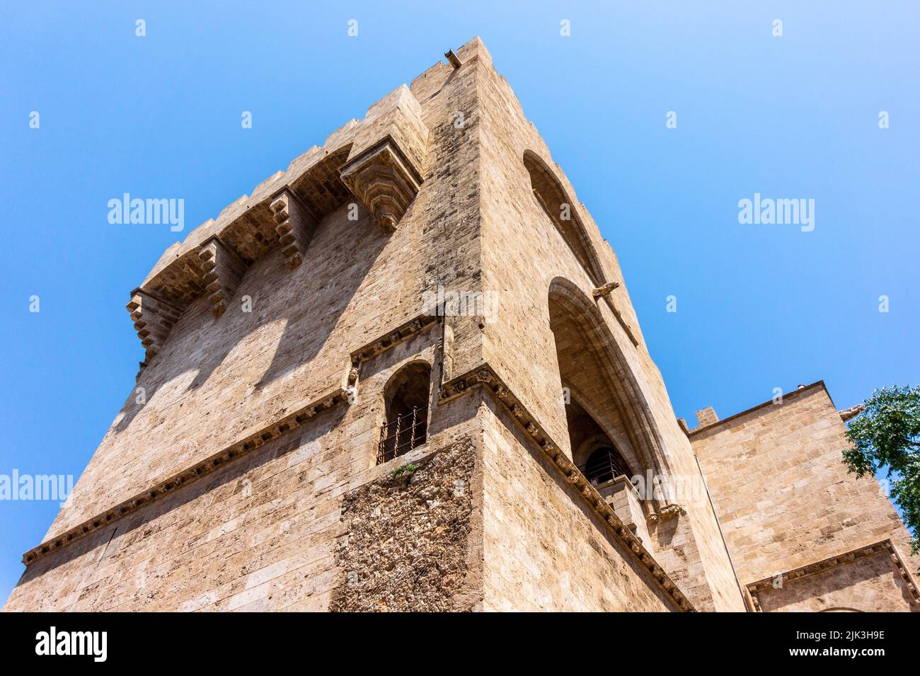 Torres de Serranos en Valencia, Spain Stock Photo