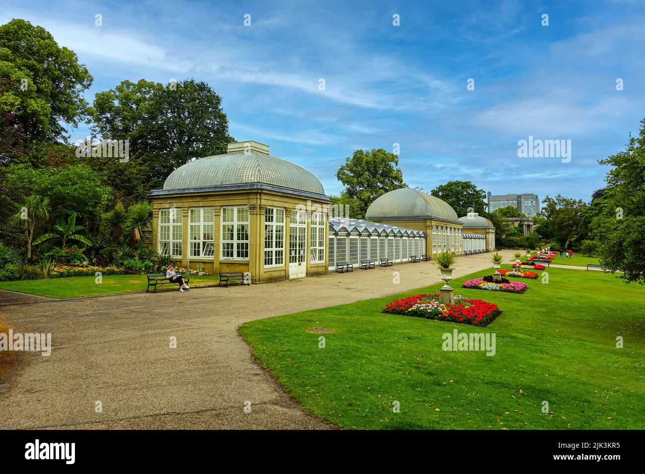 Glasshouses at the Botanical Gardens, in Sheffield, South Yorkshire, England, UK Stock Photo