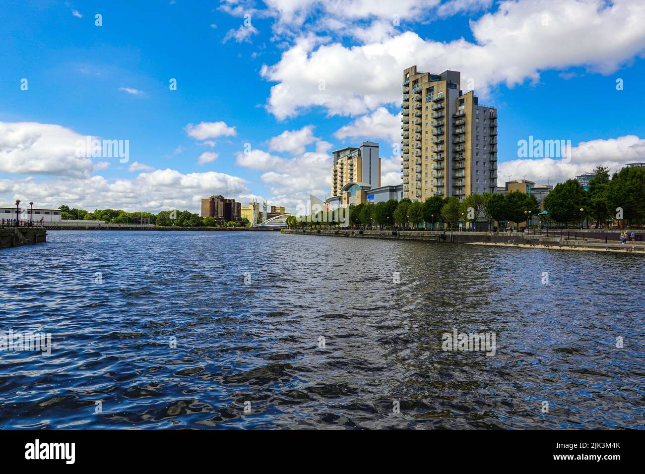 The old docks at Salford, Manchester, UK, now known as Salford Quays Stock Photo
