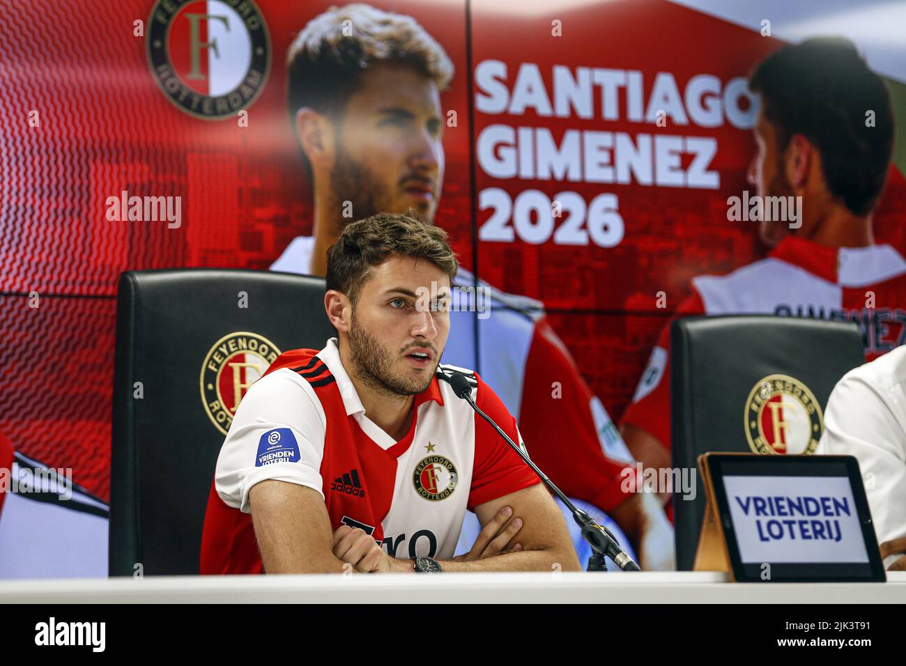 Rotterdam, Netherlands . 30th July, 2022. ROTTERDAM - Santiago Gimenez, the  newest addition to Feyenoord, during his presentation in the Kuip. The  21-year-old striker comes over from Mexican club CD Cruz Azul