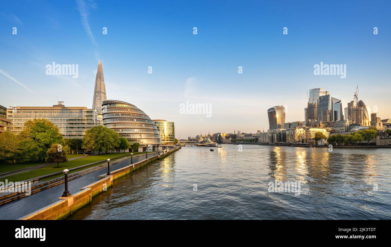 the city center of london during sunrise Stock Photo