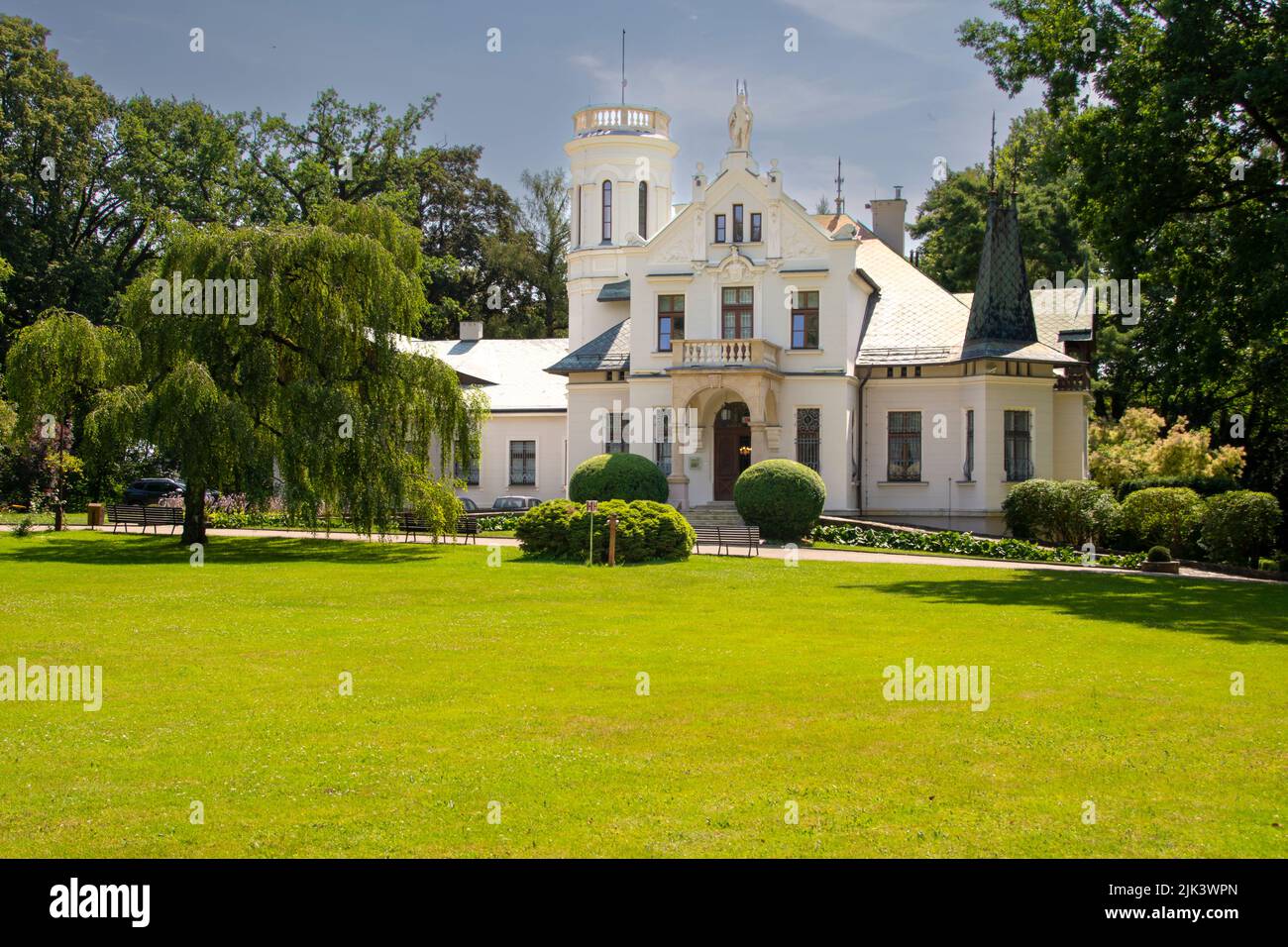 A manor house in a park in the village of Oglegorek, Poland. Stock Photo