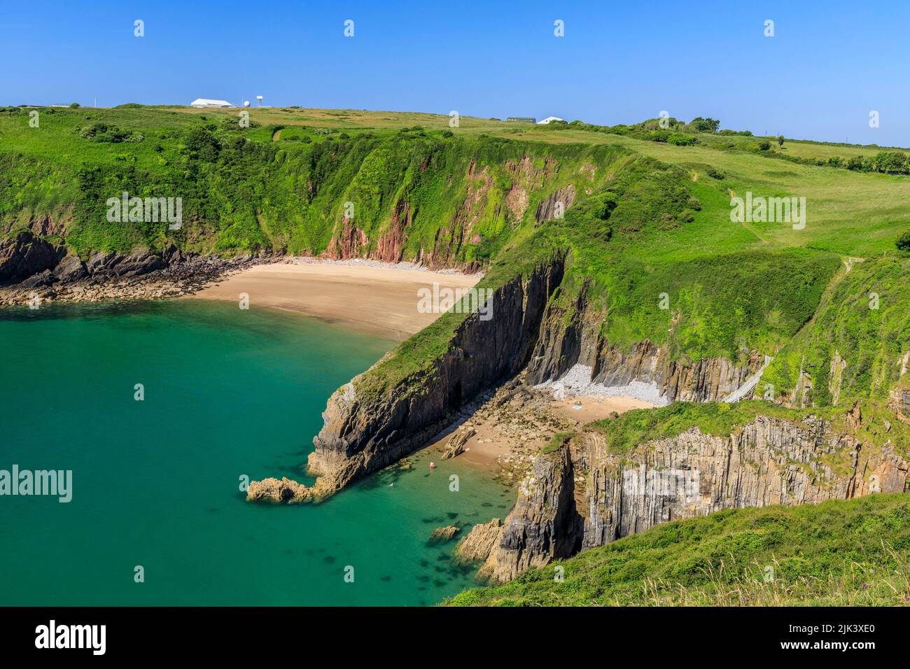 Dramatic limestone cliffs on the Pembrokeshire Coast National Park at ...