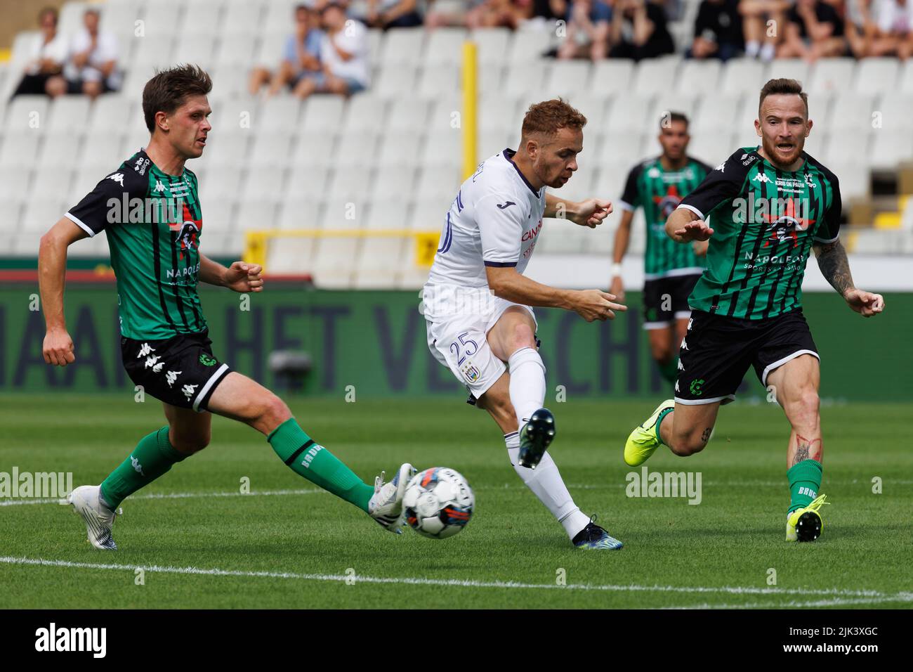 RSCA Futures' Mohamed Bouchouari and Beveren's Kevin Hoggas fight for the  ball during a soccer match, Stock Photo, Picture And Rights Managed  Image. Pic. VPM-41254264