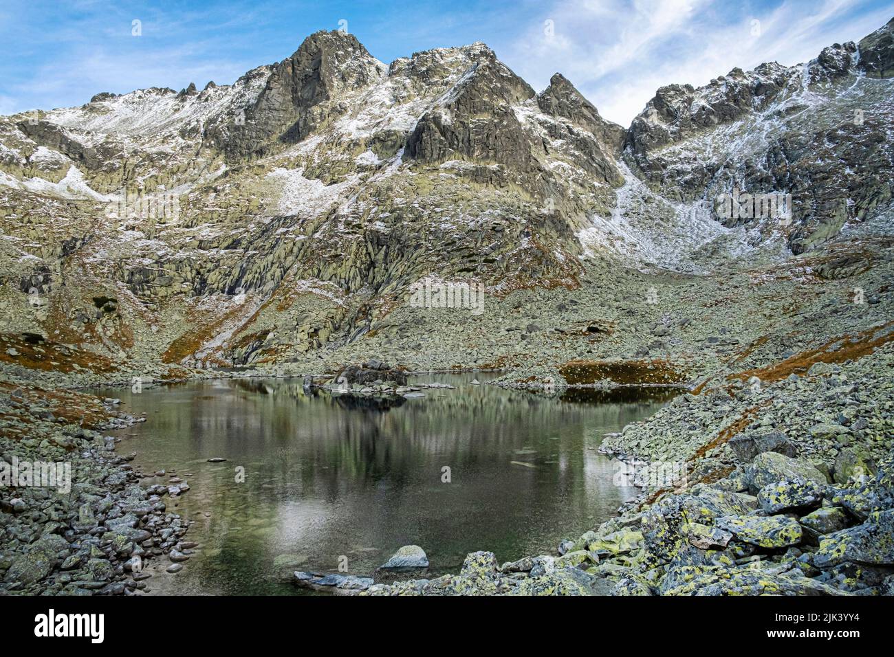 Frog tarn, High Tatras mountains, Slovak republic. Hiking theme. Seasonal natural scene. Stock Photo