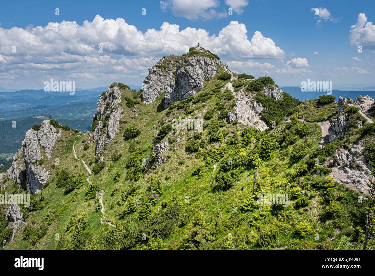 View from Big Rozsutec peak, Little Fatra, Slovak republic. Hiking theme. Seasonal natural scene. Stock Photo
