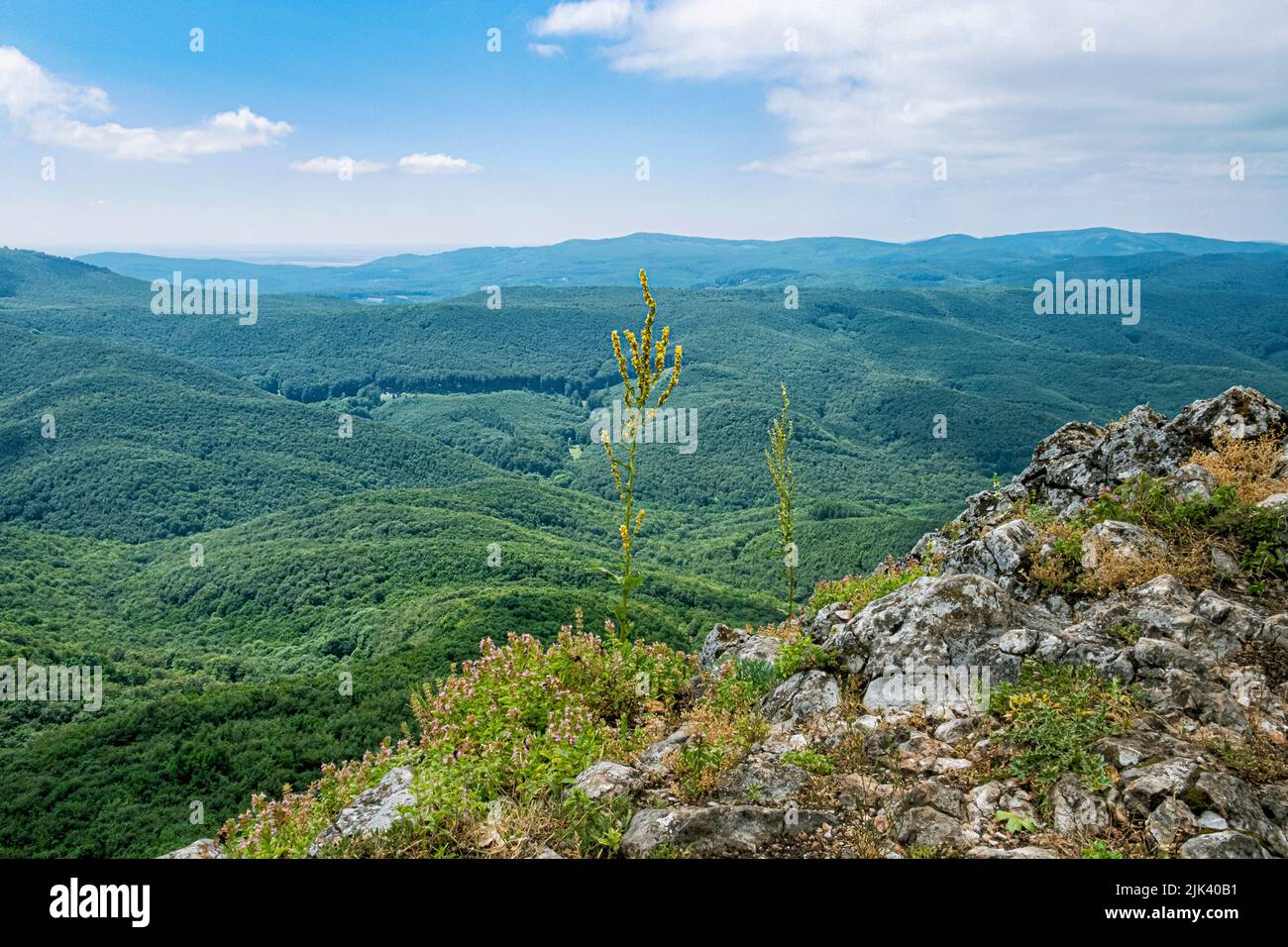 View from Vapenna - Rostun hill, Little Carpathians, Slovak republic. Seasonal natural scene. Stock Photo