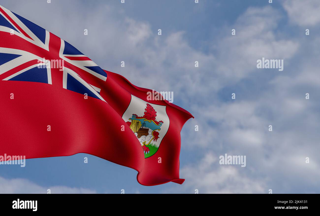 National flag Bermuda, Bermuda flag, fabric flag Bermuda, blue sky ...