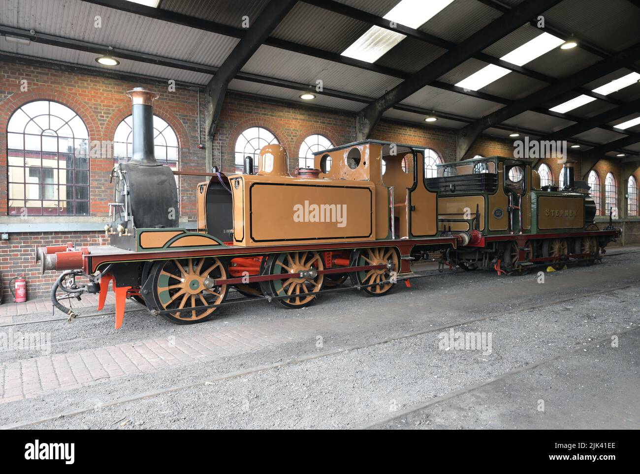 Victorian steam locomotive in the process of being restored. Stock Photo