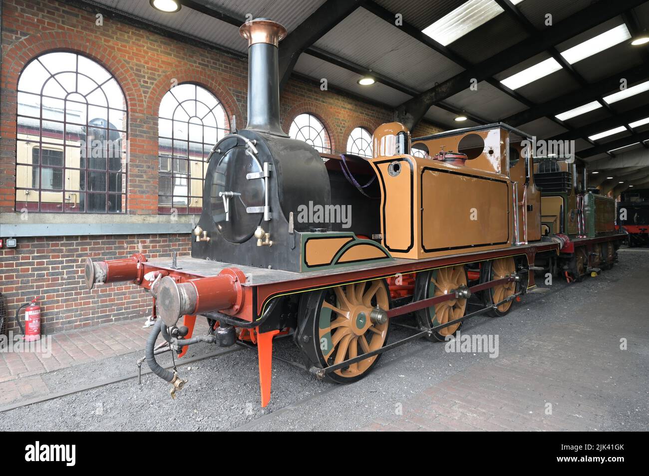 Victorian steam locomotive in the process of being restored. Stock Photo