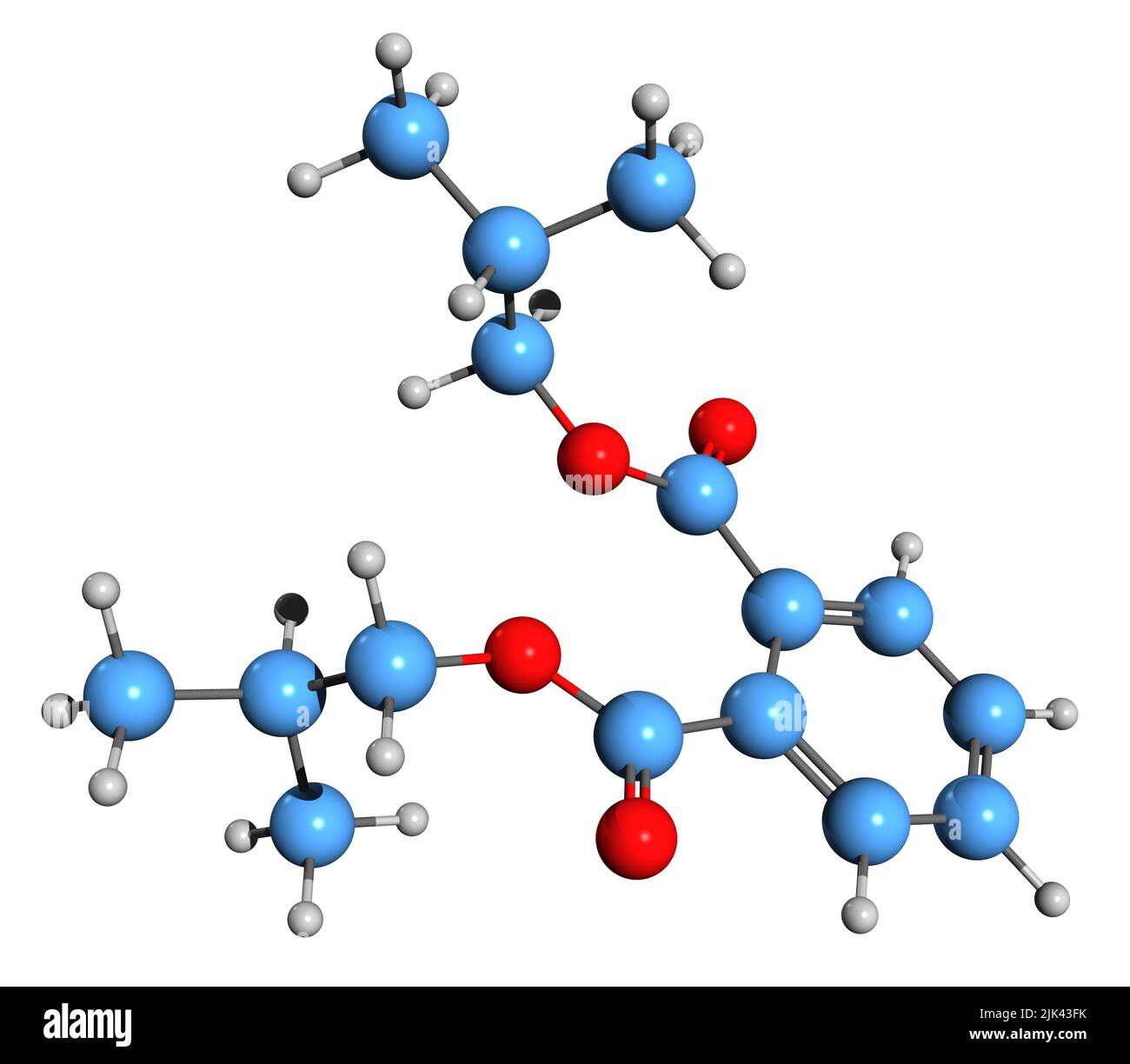 3D image of Diisobutyl phthalate skeletal formula - molecular chemical structure of phthalic anhydride isolated on white background Stock Photo