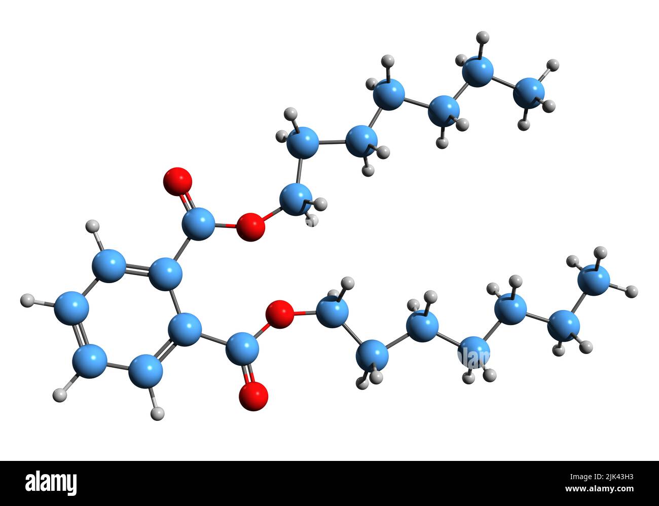 3D image of Diisoheptyl phthalate skeletal formula - molecular chemical structure of plasticizer isolated on white background Stock Photo