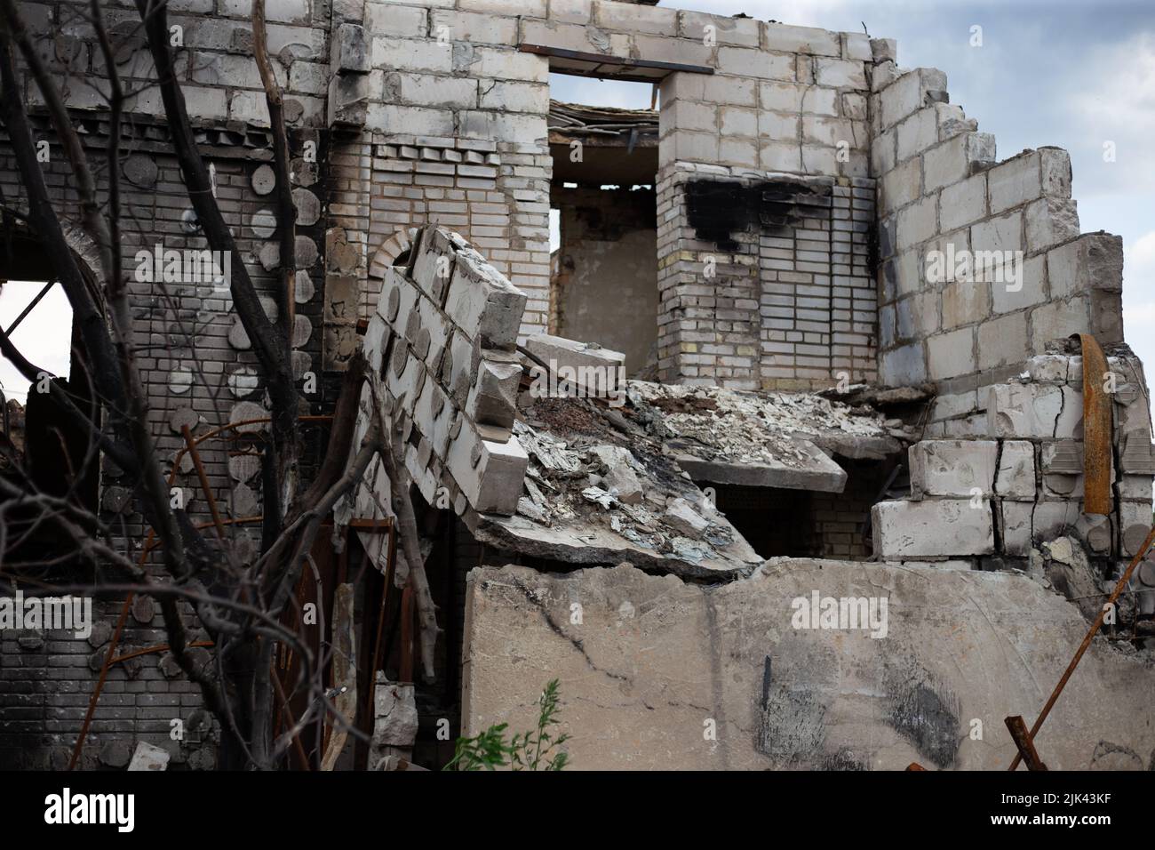 Destroyed Houses After Fires And Artillery And Bombs During Russia's ...