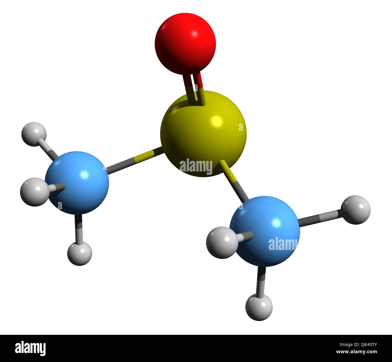 3D image of Dimethyl sulfoxide skeletal formula - molecular chemical structure of Methyl sulfoxide isolated on white background Stock Photo