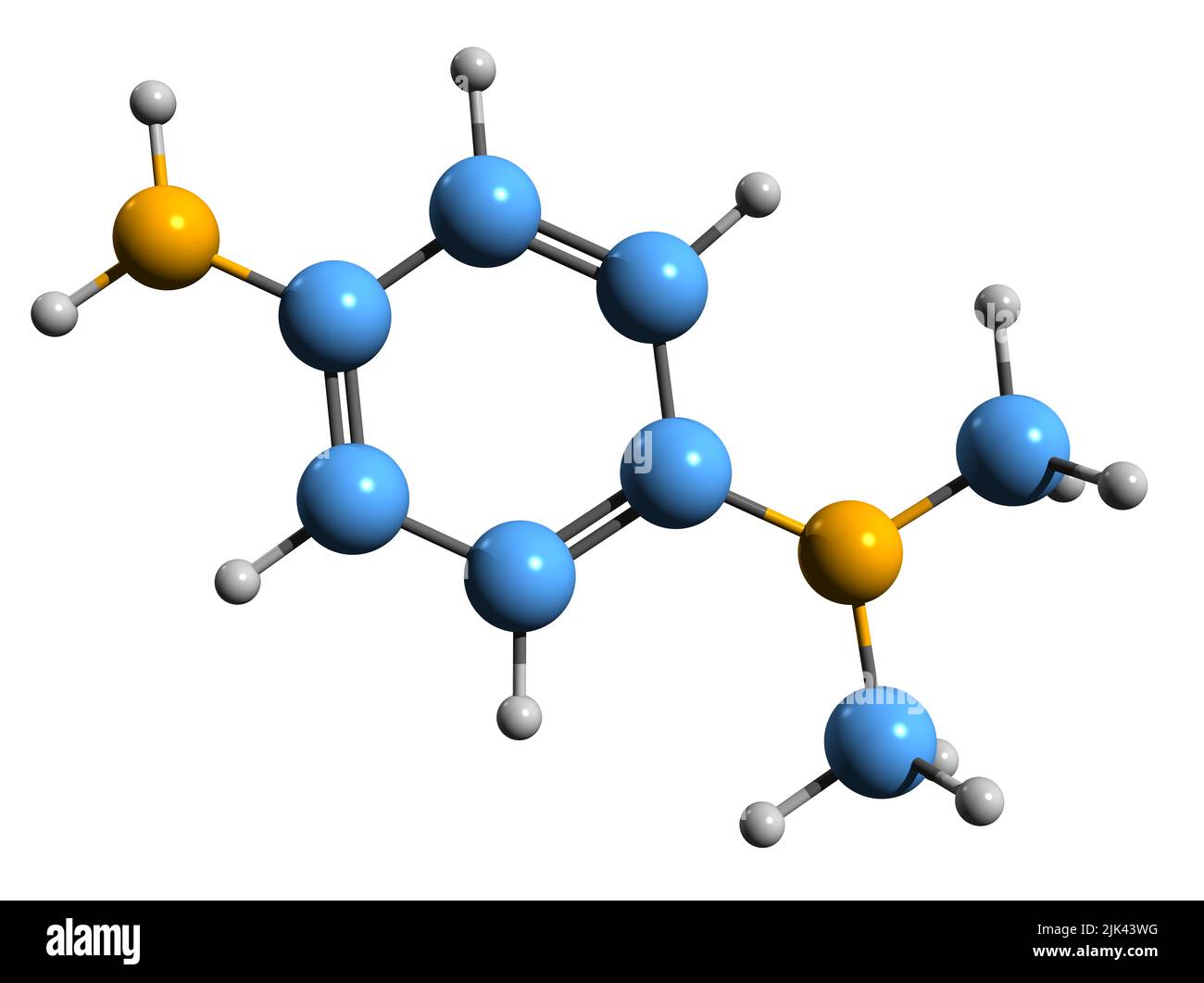 3D image of Dimethyl4phenylenediamine skeletal formula molecular